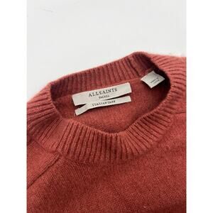 AllSaints Italian yarn Cashmere wool RUST Boxy RAW HEM Oversized Sz S Womans